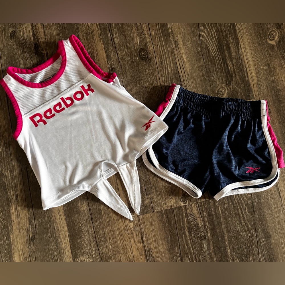 Reebok 18m 2pc set.  Navy, white and hot pink.  EUC